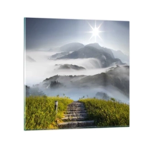 Glastavla - Bild på glas - Upp mot molnen - 70x70 cm