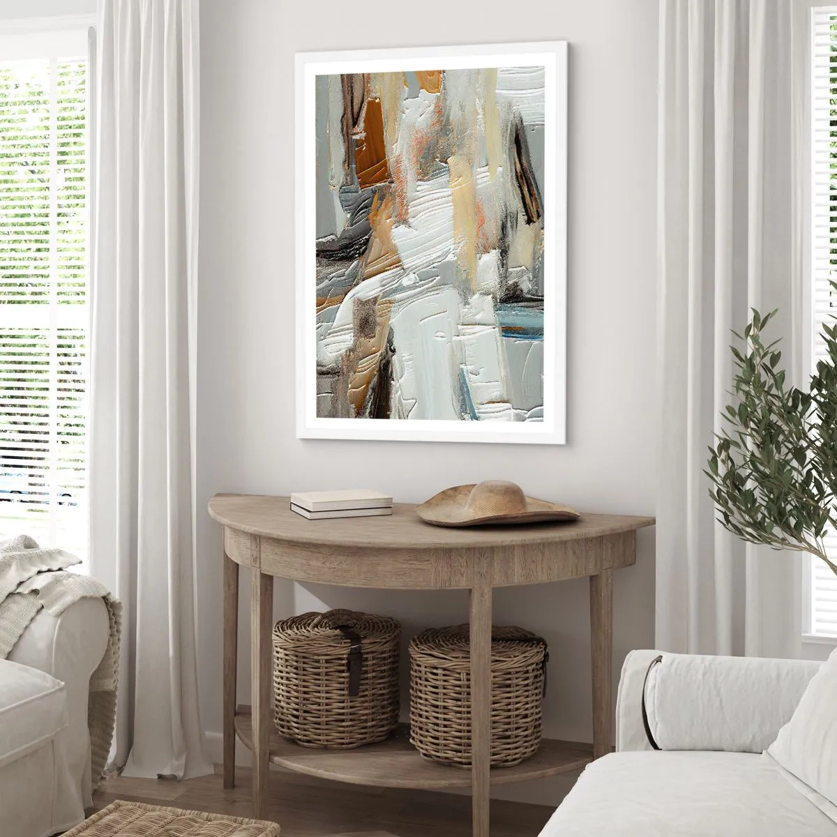 Affisch i vit ram - Färgstarka lager på lager - 50x70 cm