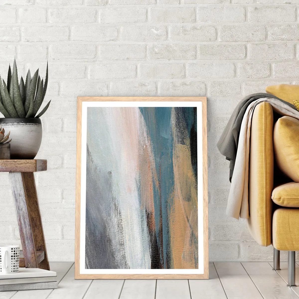 Affisch i ram av ljusek - Abstraktion: nordligt landskap - 61x91 cm