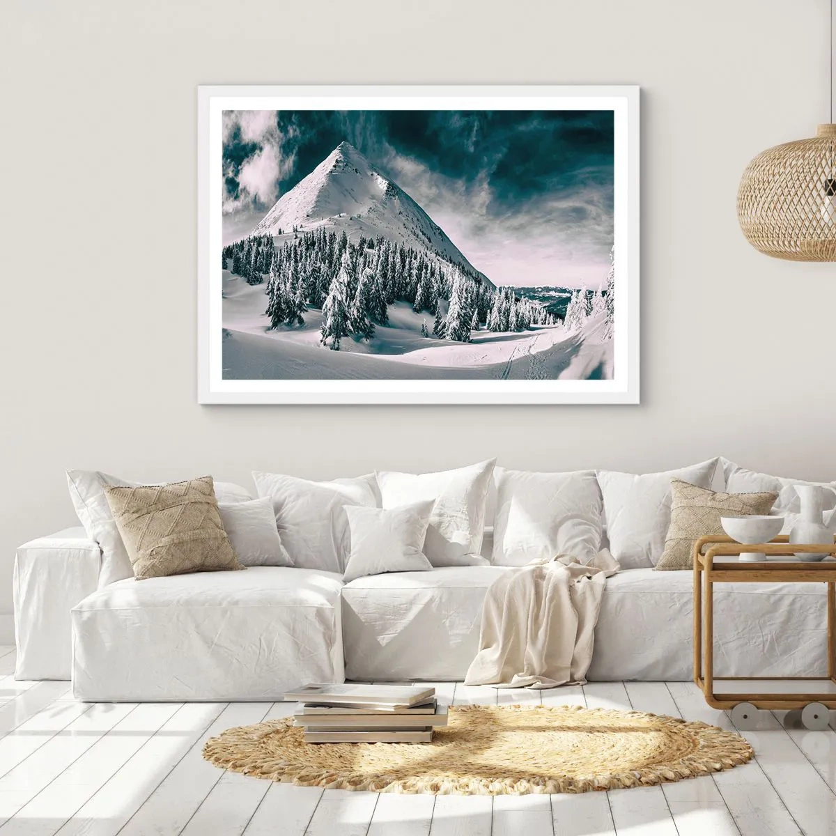 Affisch i vit ram - Snö- och islandet - 40x30 cm