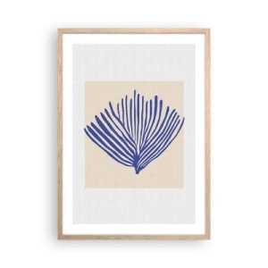 Affisch i ram av ljusek - Blå solfjäder - 50x70 cm