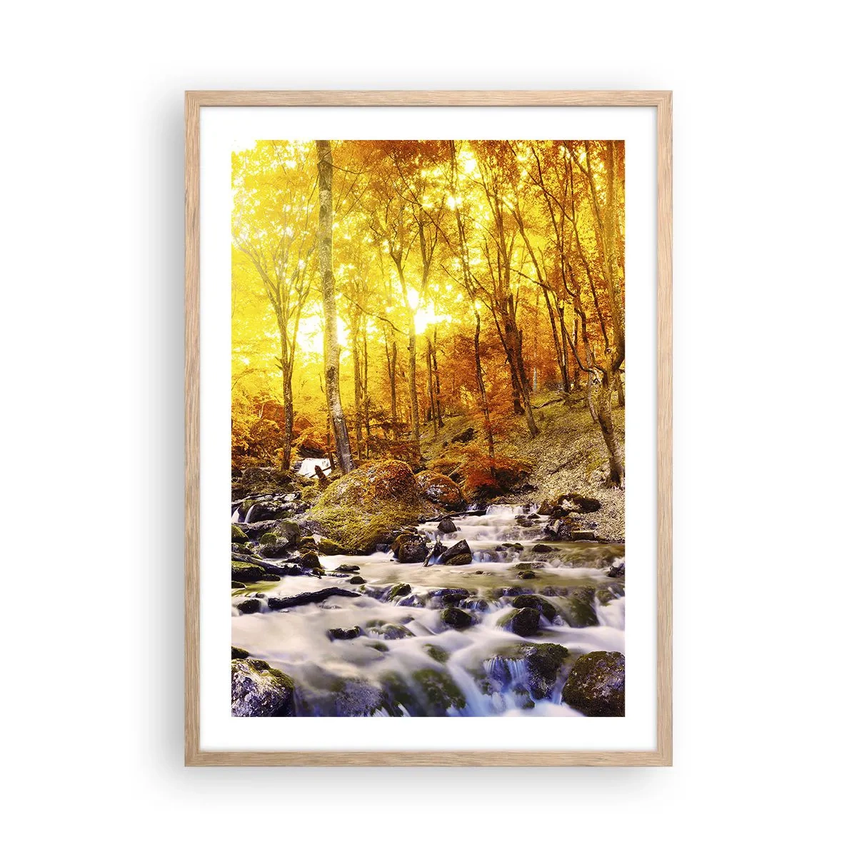 Affisch i ram av ljusek - Stenar infattade i guld och platina - 50x70 cm