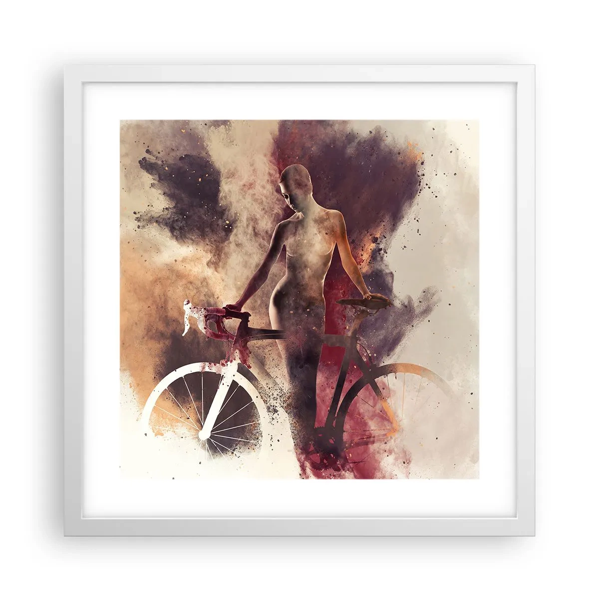 Affisch i vit ram - Cyklelsjäl i marmorform - 40x40 cm