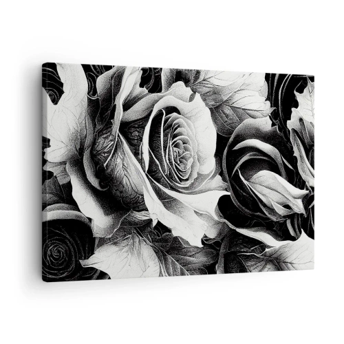 Canvastavla - Bild på duk - Svarta och vita rosor i en elegant komposition - 70x50cm - Alltid drottningen - Modern väggdekoration för vardagsrum och sovrum ARTTOR