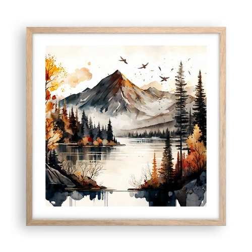 Affisch i ram av ljusek - Gyllene höst i fjällen - 50x50 cm