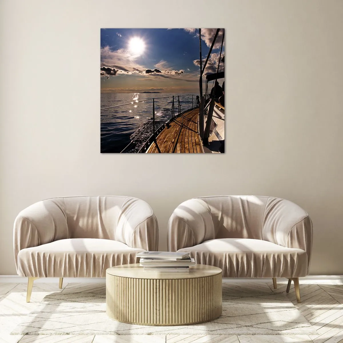 Glastavla - Bild på glas - Under seglen mot solen - 30x30 cm