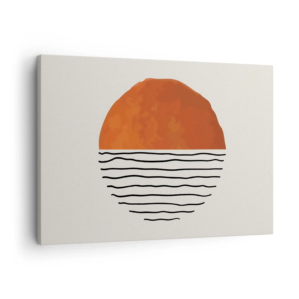 Canvastavla - Bild på duk - En minimalistisk solnedgång över vågliknande linjer - 70x50cm - I japansk stämning - Modern väggdekoration för vardagsrum och sovrum ARTTOR