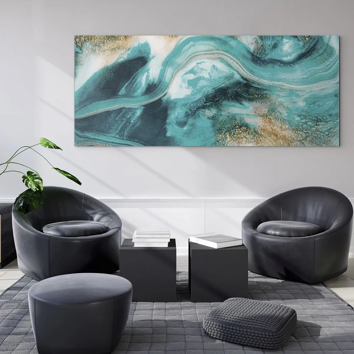 Glastavla - Bild på glas - Guldflod - 140x50 cm