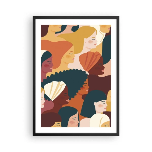 Affisch i svart ram - Färgglad grafik som visar kvinnliga profiler - 50x70cm - Endast kvinnlighet - Modern väggdekoration för vardagsrum och sovrum ARTTOR