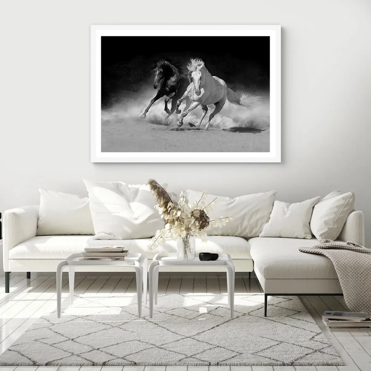 Affisch i vit ram - Frihetens galopp - 50x40 cm