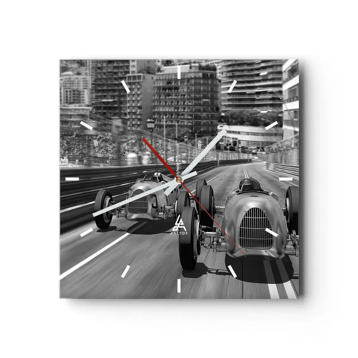 Väggklocka - Klocka på glas - För länge sedan i Monte Carlo - 40x40 cm