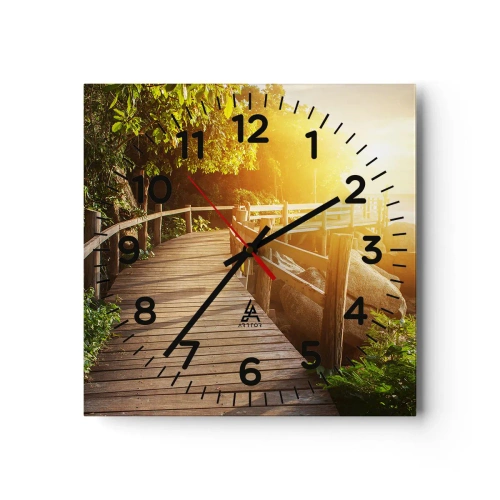 Väggklocka - Klocka på glas - Nästa kurva, nästa underverk - 40x40 cm