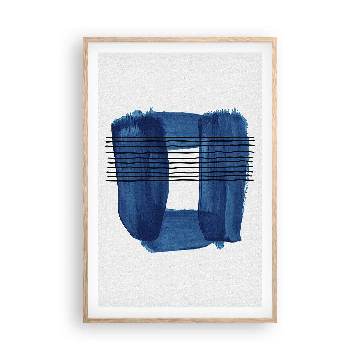 Affisch i ram av ljusek - Svart-blå komposition - 61x91 cm