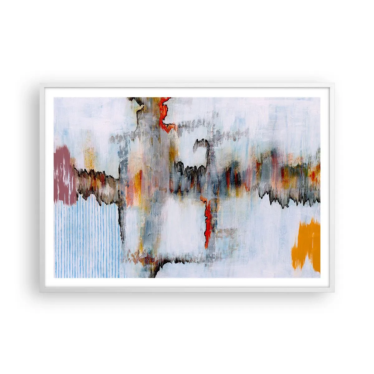 Affisch i vit ram - Med pinne på vatten - 100x70 cm