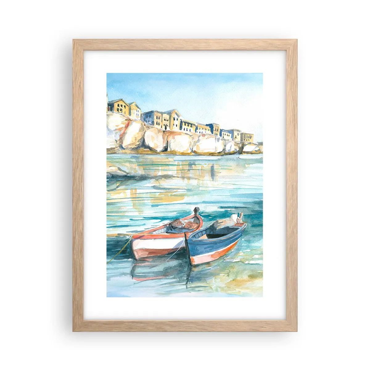 Affisch i ram av ljusek - Landskap i azurblått - 30x40 cm