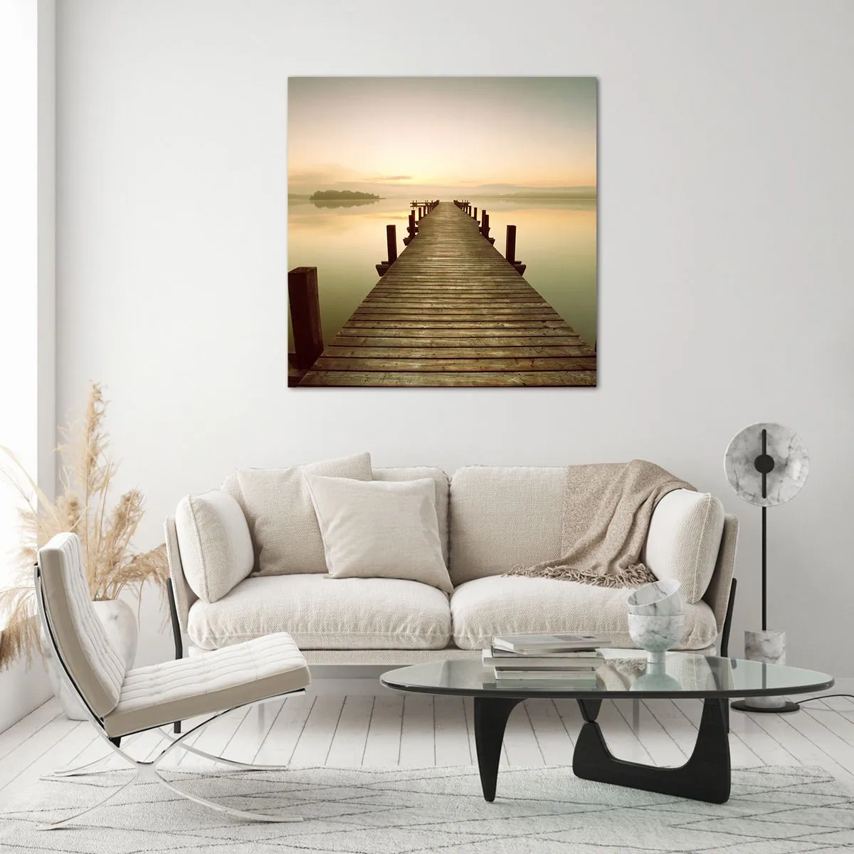 Glastavla - Bild på glas - Förgryning, gryning, ljus - 30x30 cm