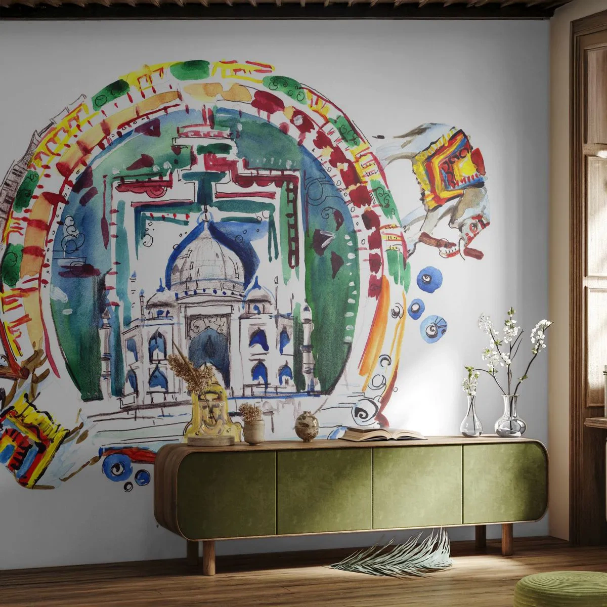 Fototapet Standard Eco - Indiska världsbalansen - Buddha, Indien, Buddhism - 400x280 cm