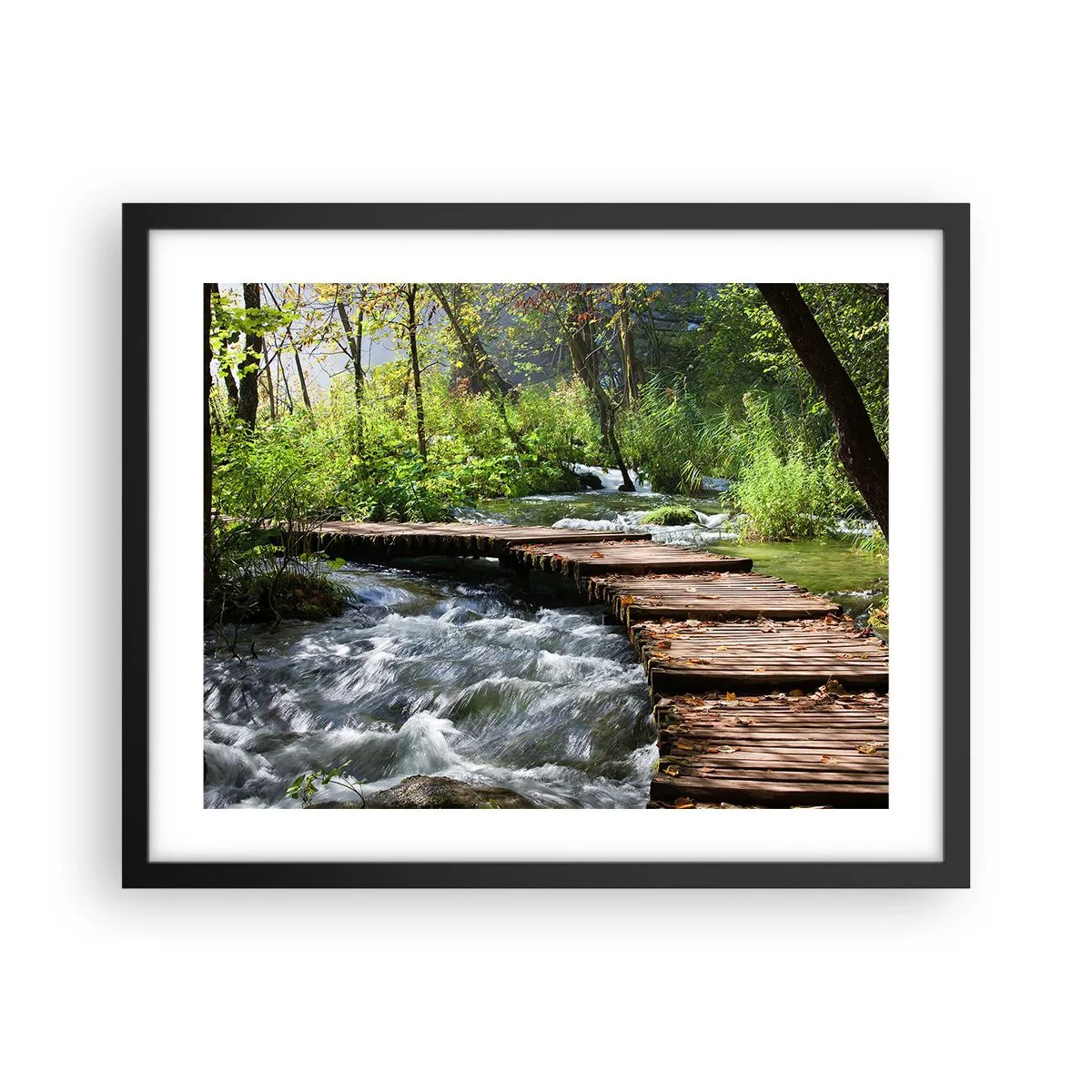 Affisch i svart ram - Över skummande kaskad - 50x40 cm