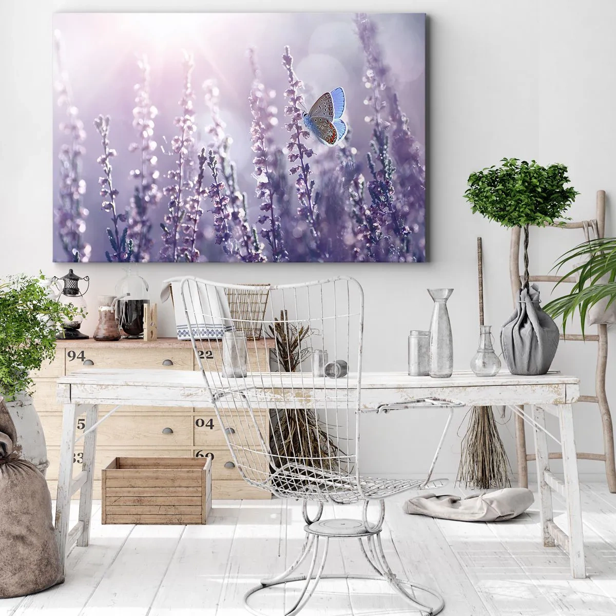 Canvastavla - Bild på duk - En fjärils kyss - 120x80 cm