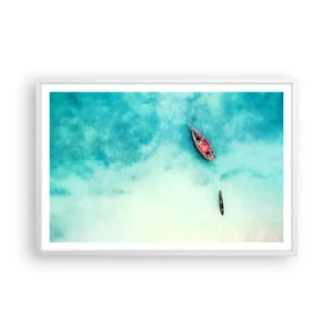 Affisch i vit ram - Högvatten på stranden i Zanzibar… - 91x61 cm