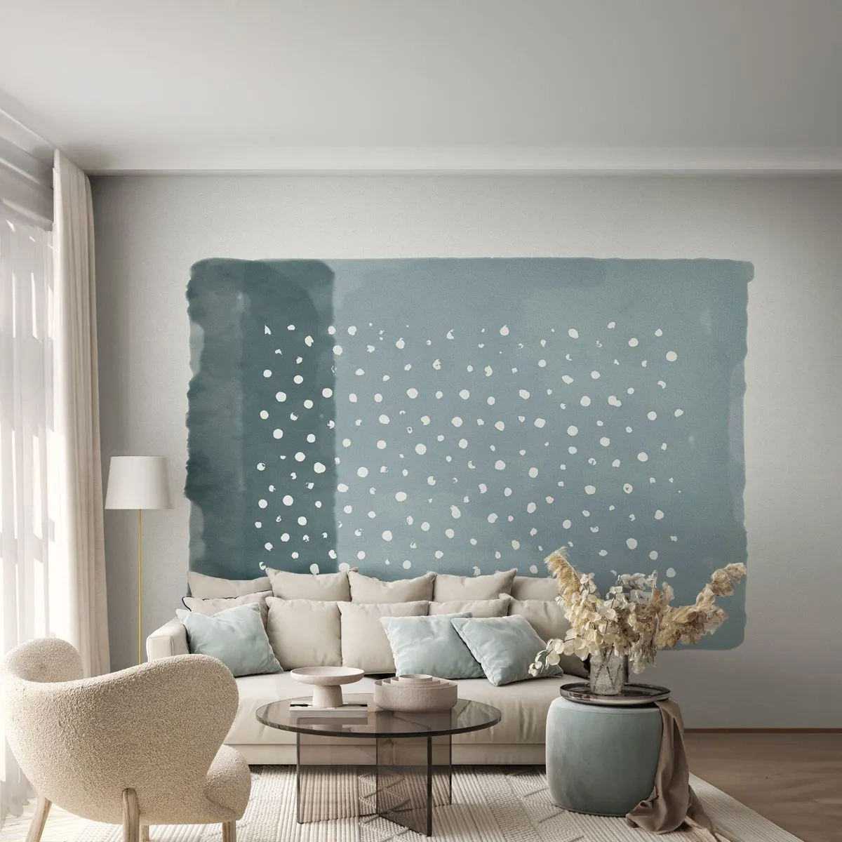 Självhäftande Fototapet Deluxe Sticker - Uppstådda ur det blåa - Abstraktion, Bit, Minimalism - 250x175 cm