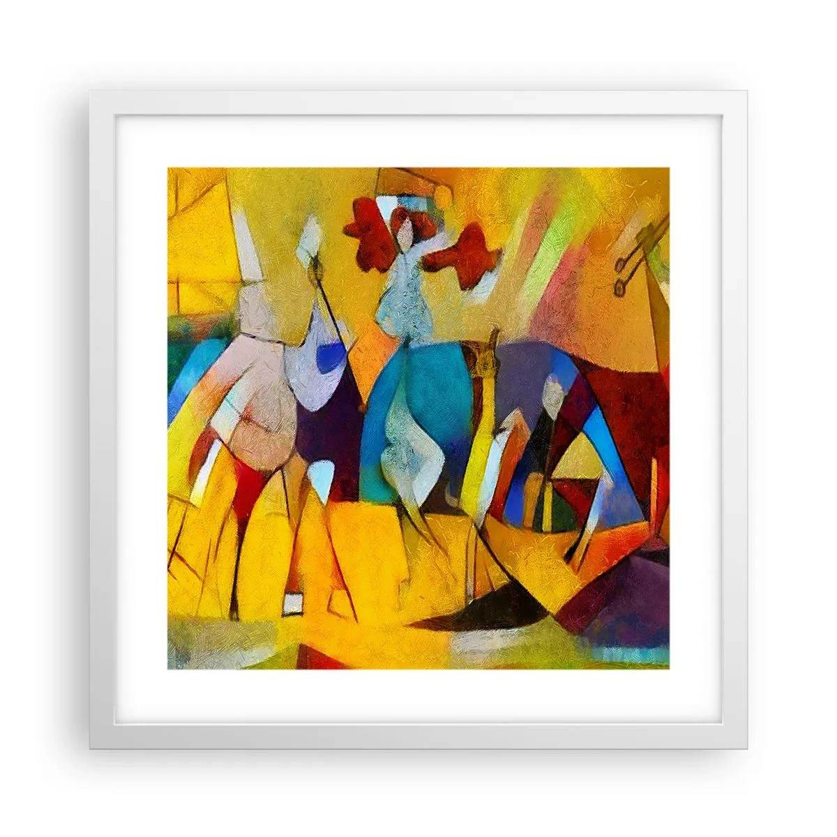 Affisch i vit ram - Sol - liv -glädje - 40x40 cm