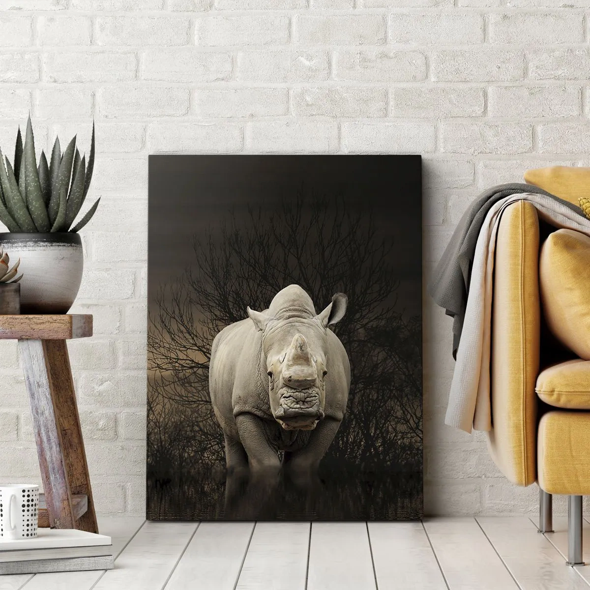 Canvastavla - Bild på duk - Vit mot naturen - 55x100 cm