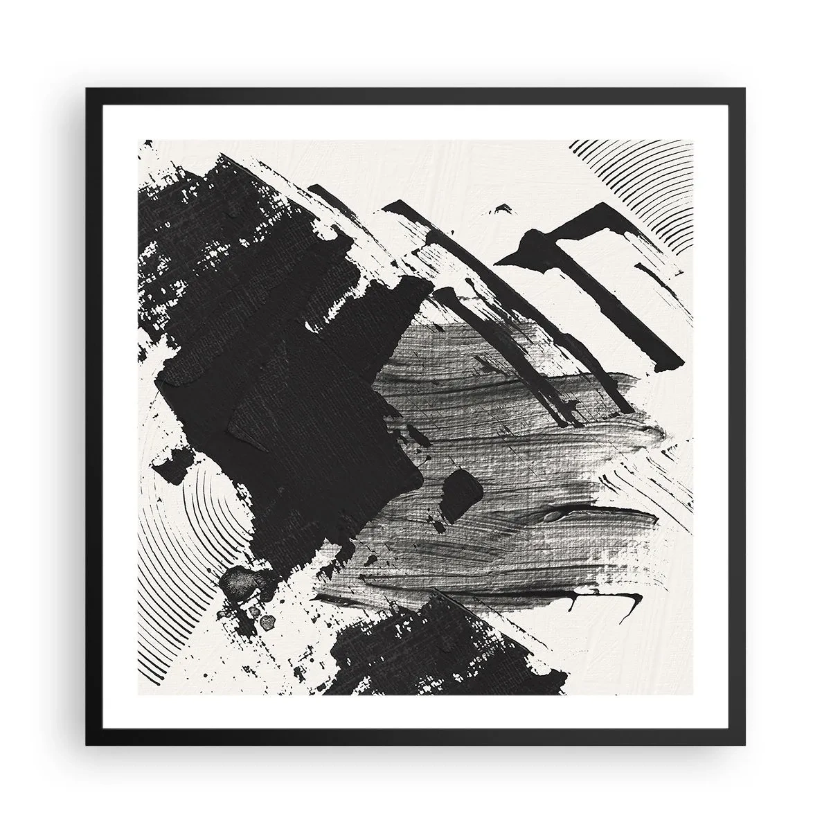 Affisch i svart ram - Abstraktion - uttrycket av svart - 60x60 cm