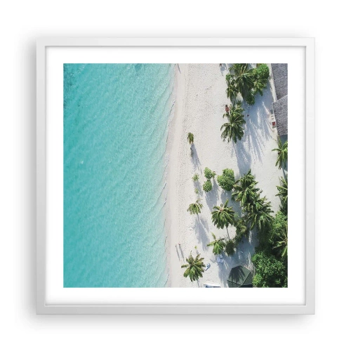 Affisch i vit ram - Semester i paradiset - 50x50 cm