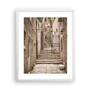 Affisch i vit ram - Magisk gammal gränd - 40x50 cm