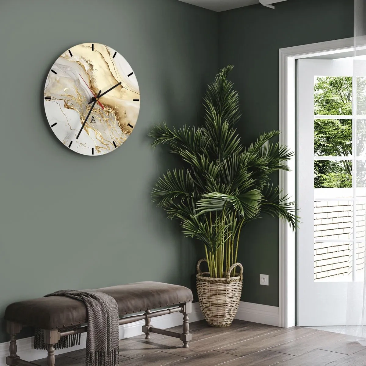 Väggklocka - Klocka på glas - Abstraktion: skönhet och godhet - 40x40 cm