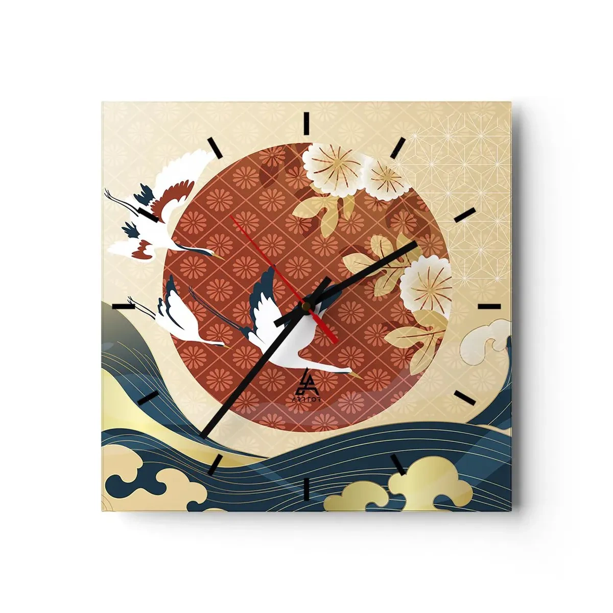 Väggklocka - Klocka på glas - Japansk saga - 40x40 cm
