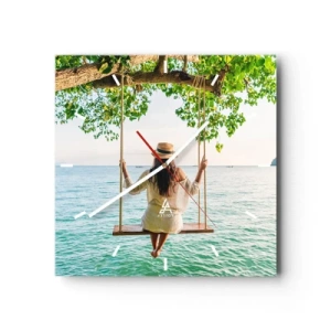 Väggklocka - Klocka på glas - Livet är vackert - 30x30 cm