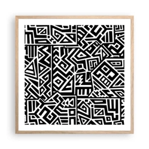 Affisch i ram av ljusek - Prekolumbisk komposition - 60x60 cm