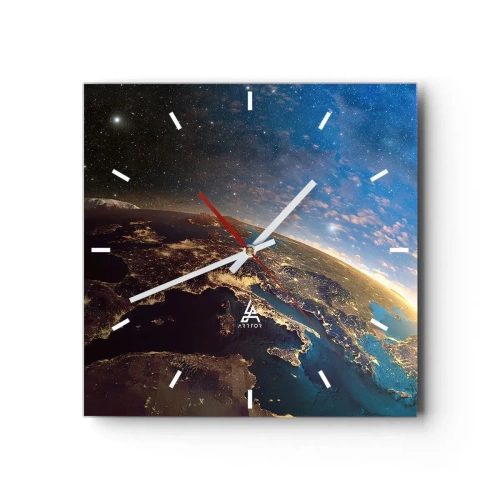 Väggklocka - Klocka på glas - Låt oss titta på varandra på avstånd - 40x40 cm