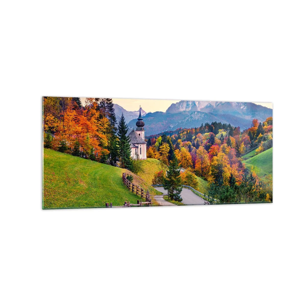 Glastavla - Bild på glas - Landskap som en målning - 120x50 cm