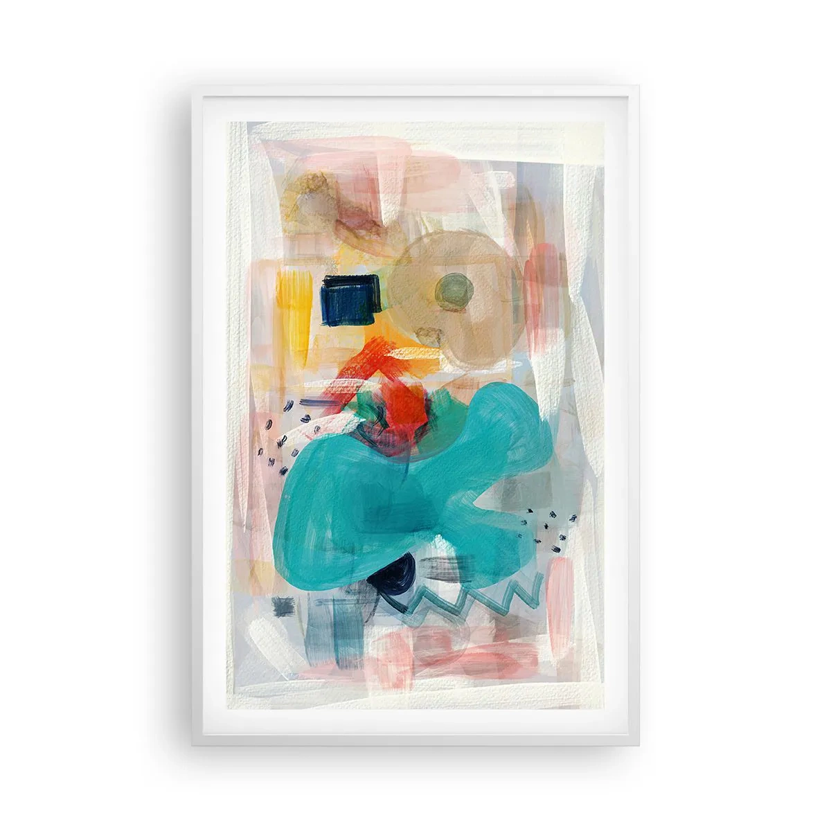 Affisch i vit ram - Ett färgglatt spel - 61x91 cm