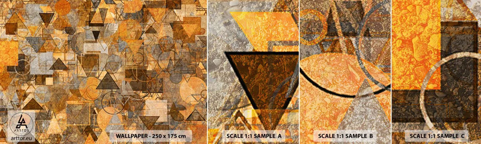 Fototapet Prov Standard Eco - Värld infattad i form - Abstraktion, Bit, Modernt mönster - 100x30 cm