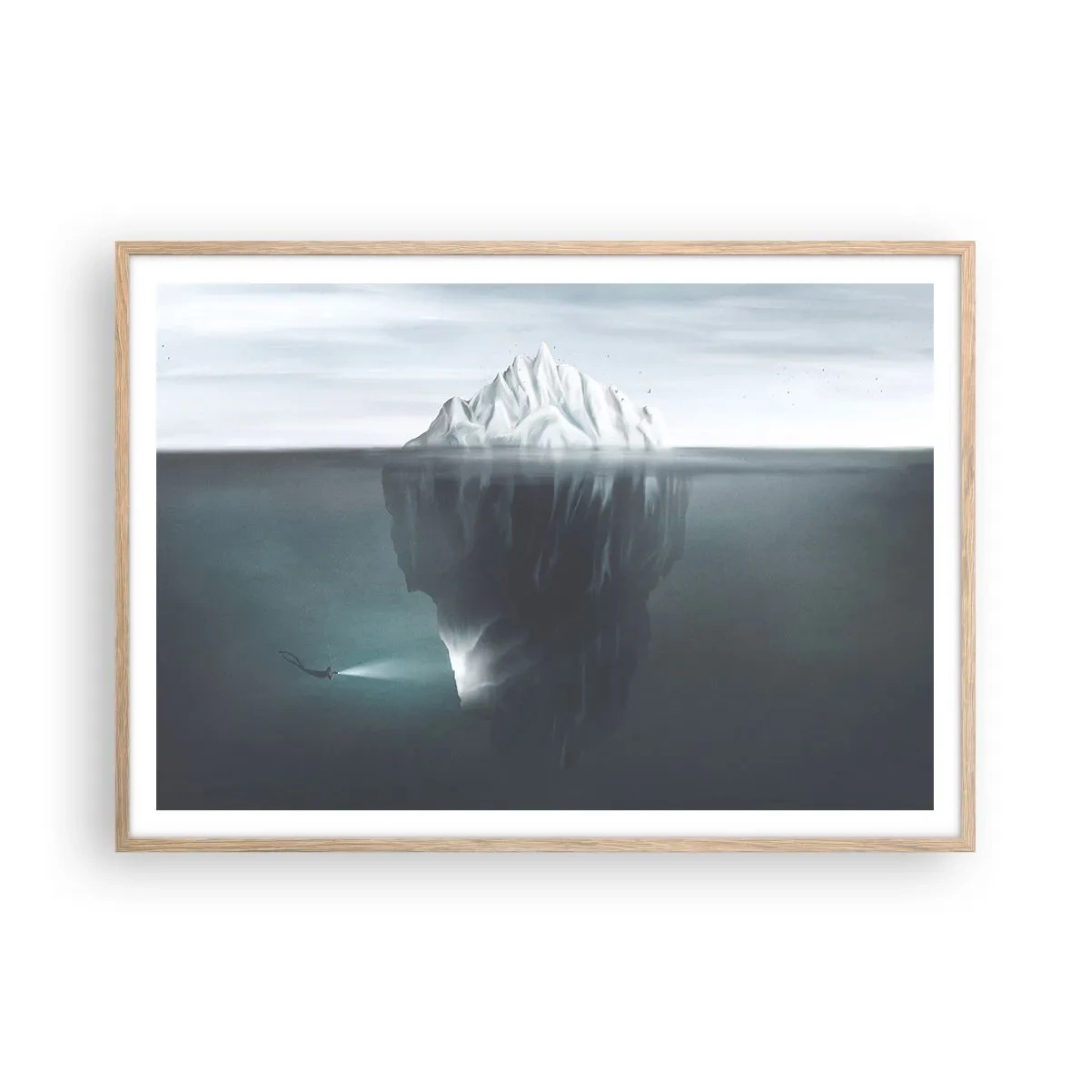 Affisch i ram av ljusek - Undervattensmysterium - 100x70 cm