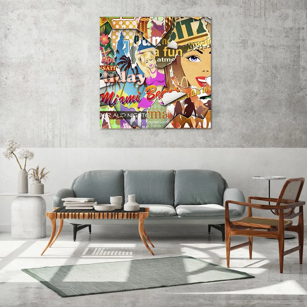 Glastavla - Bild på glas - Sommarens återblickar - 70x70 cm