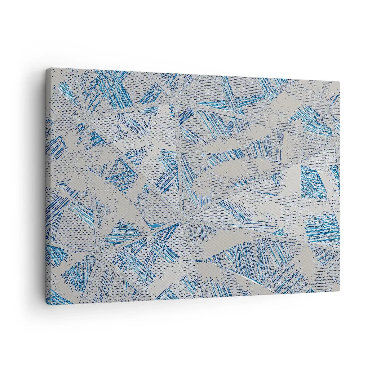 Canvastavla - Bild på duk - Geometriska mönster i nyanser av blått och grått - 70x50cm - I en gråblå labyrint - Modern väggdekoration för vardagsrum och sovrum ARTTOR