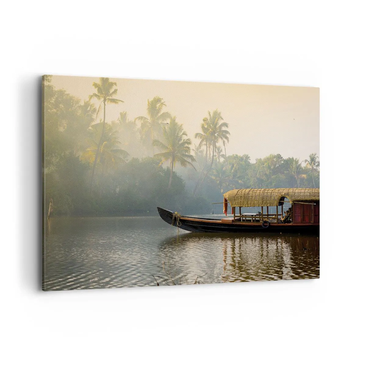 Canvastavla - Bild på duk - Hus på floden - 100x70 cm