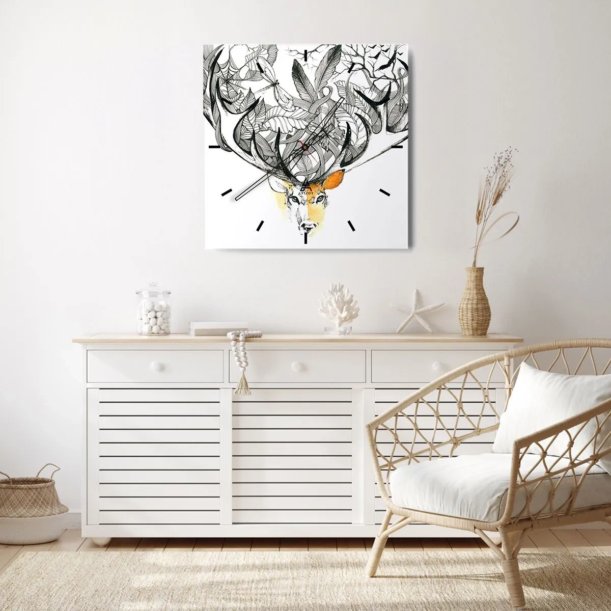 Väggklocka - Klocka på glas - Ymnighetshorn - 30x30 cm