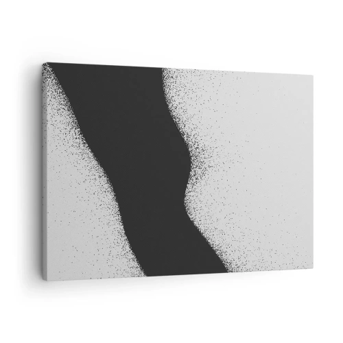 Canvastavla - Bild på duk - Abstrakt svartvitt mönster med fina prickar på duk - 70x50cm - Flytande balans - Modern väggdekoration för vardagsrum och sovrum ARTTOR