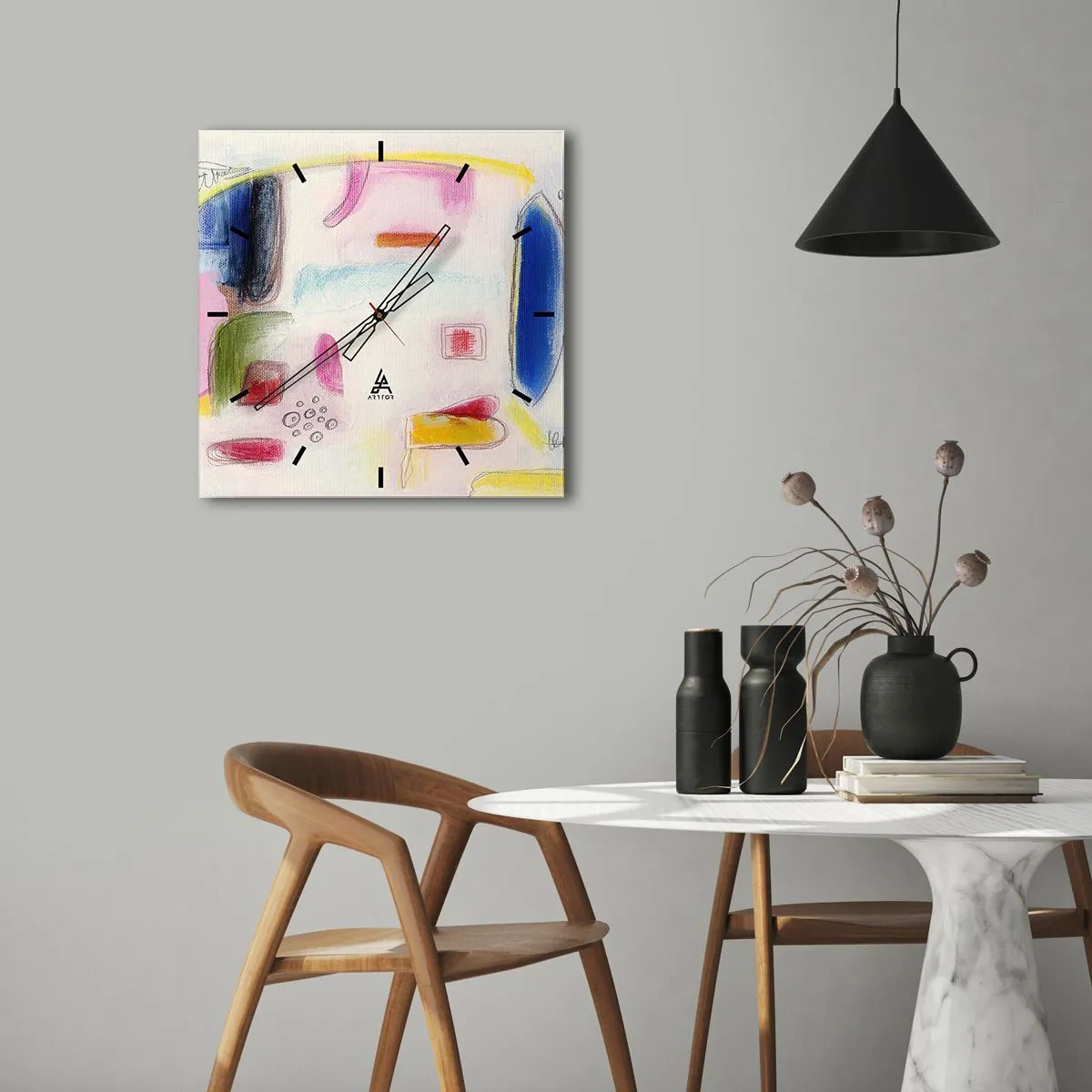 Väggklocka - Klocka på glas - Mera konvex än konkav eller platt - 40x40 cm