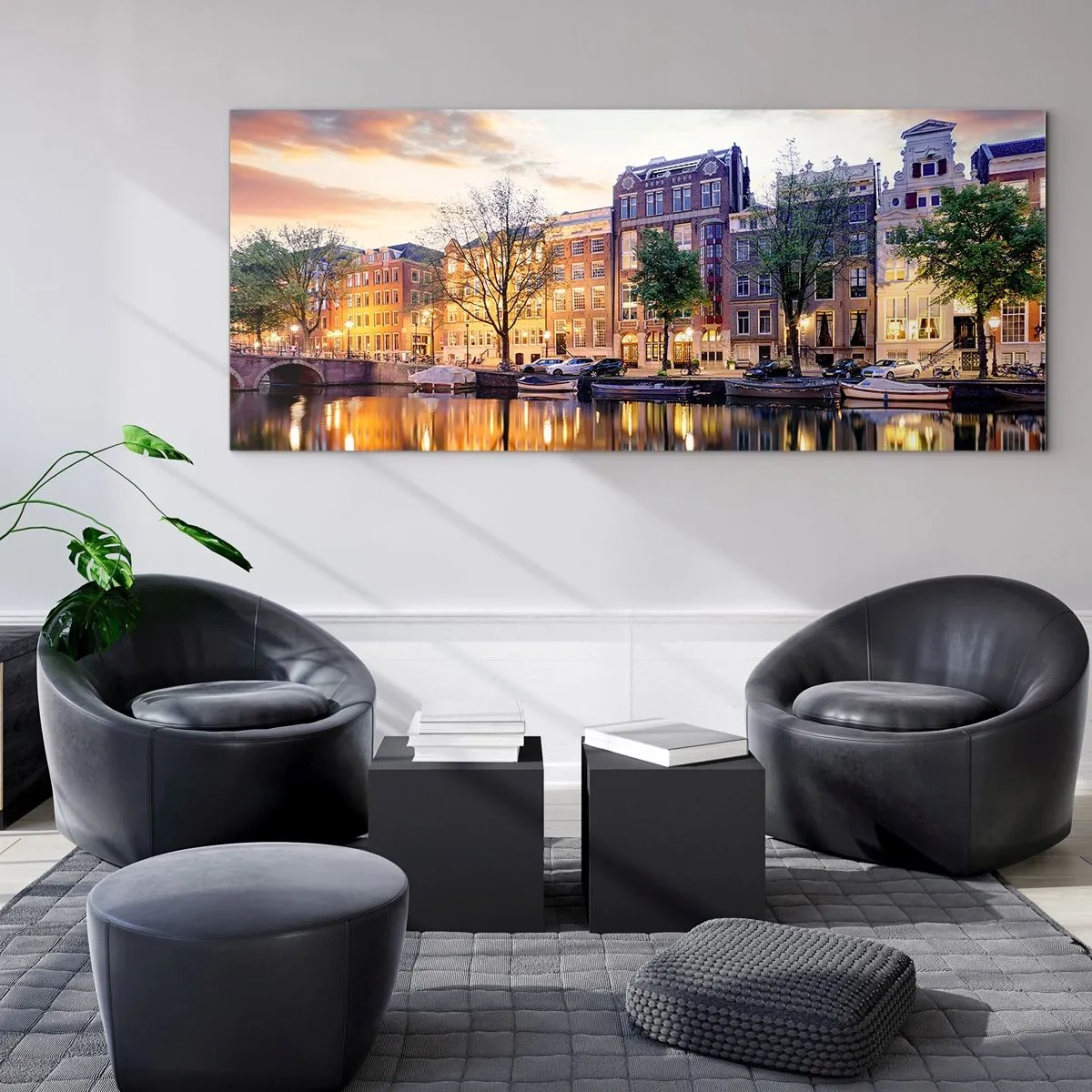 Glastavla - Bild på glas - Återhållsam och lugn holländsk skönhet - 100x40 cm