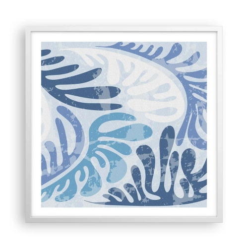 Affisch i vit ram - Blåa ormbunkar - 60x60 cm
