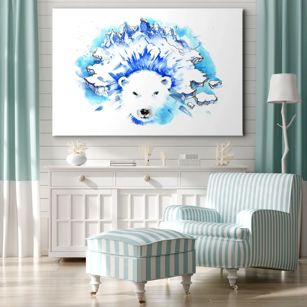Canvastavla - Bild på duk - Arktis kung i iskrona - 120x80 cm