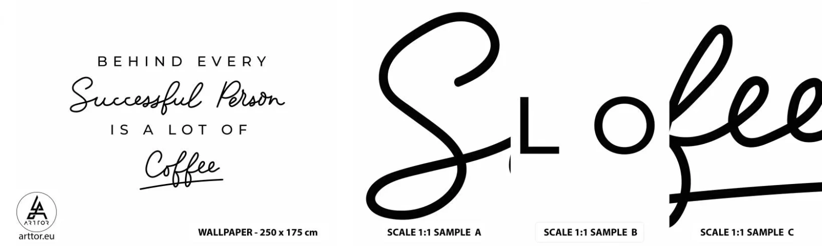 Provbit av självhäftande fototapet Deluxe Sticker - Framgångens hemlighet - Typografi, Bekräftelse, Maxim - 100x30 cm
