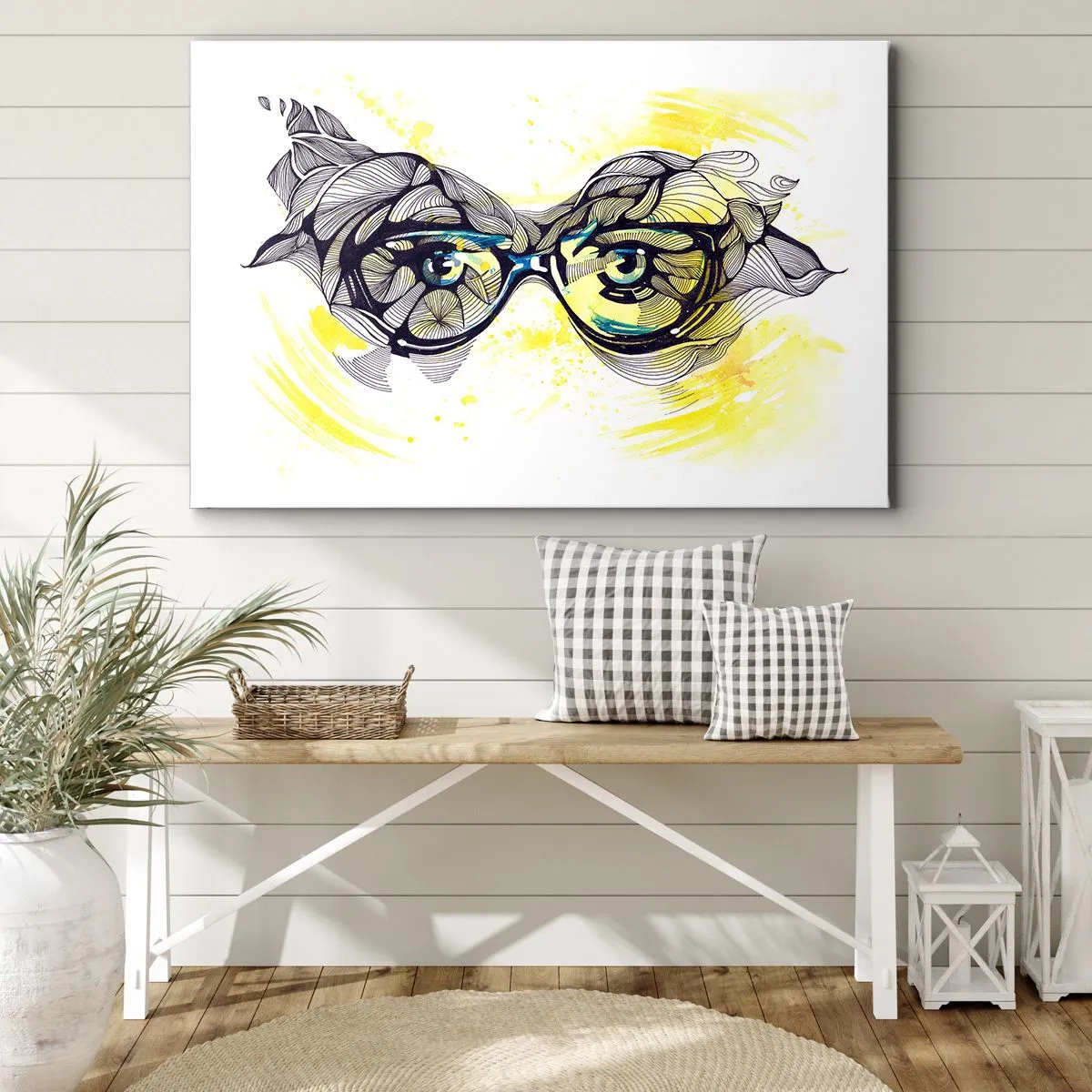 Canvastavla - Bild på duk - Genom blåa glasögon - 100x70 cm
